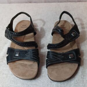 Earth Orgin Strappy Black Leather Sandals 9M